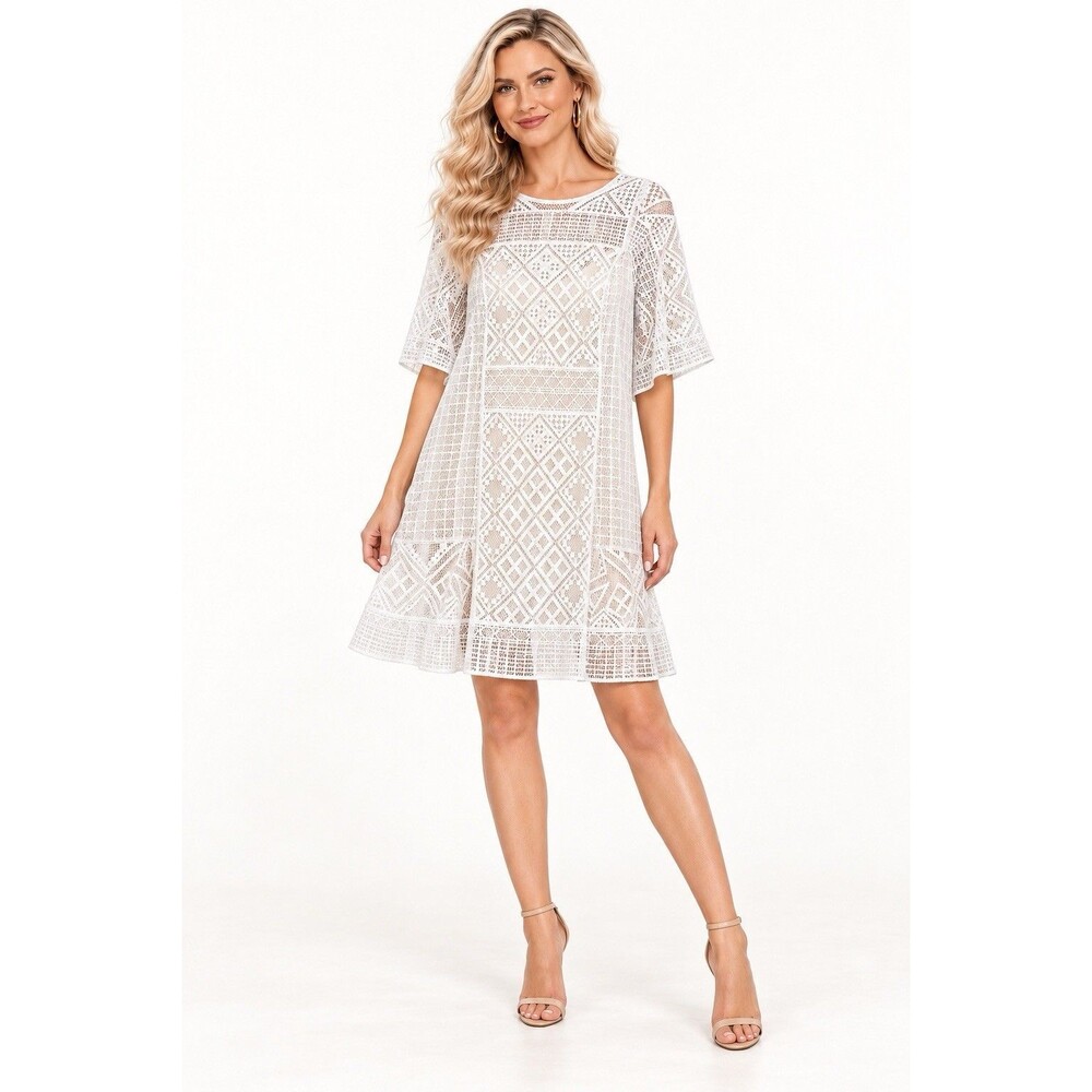 Temperley London Mini Marine Dress UK 16 US 12 White Lace Silk Lined NWT